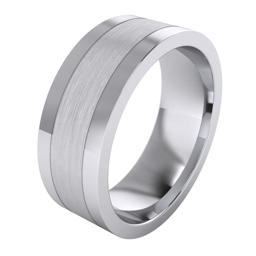 Men's Shape Brushed Center Polished Sides Wedding Ring