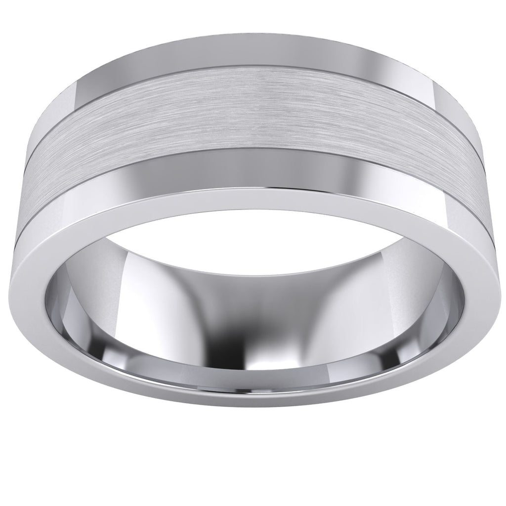 Men's Shape Brushed Center Polished Sides Wedding Ring
