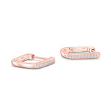 Rose Gold Square Huggie Bridal Earrings